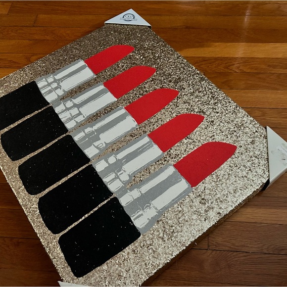 Colleen Karis Designs - Gold Glitter Red Lipstick artwork, canvas, BRAND NEW!!! - Picture 5 of 12